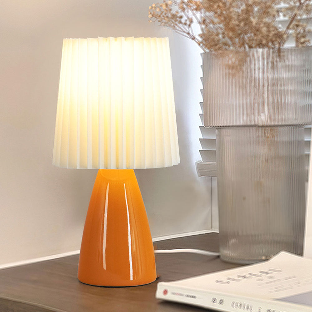 Sleek Ceramic Bedside Lamp with Elegant Fabric Shade