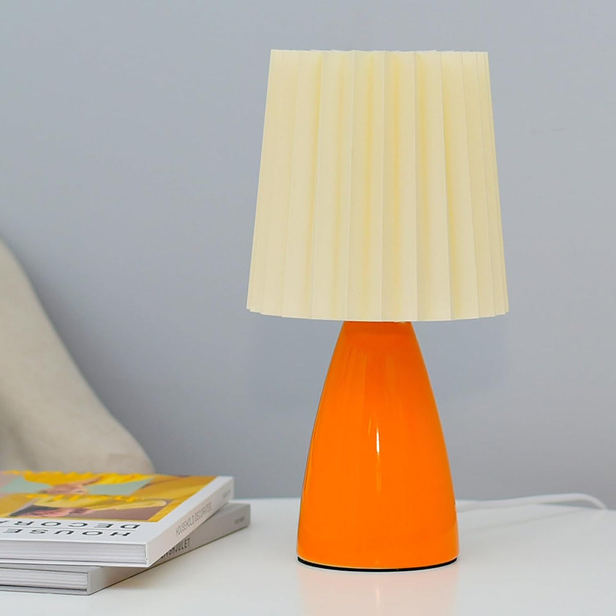 Sleek Ceramic Bedside Lamp with Elegant Fabric Shade