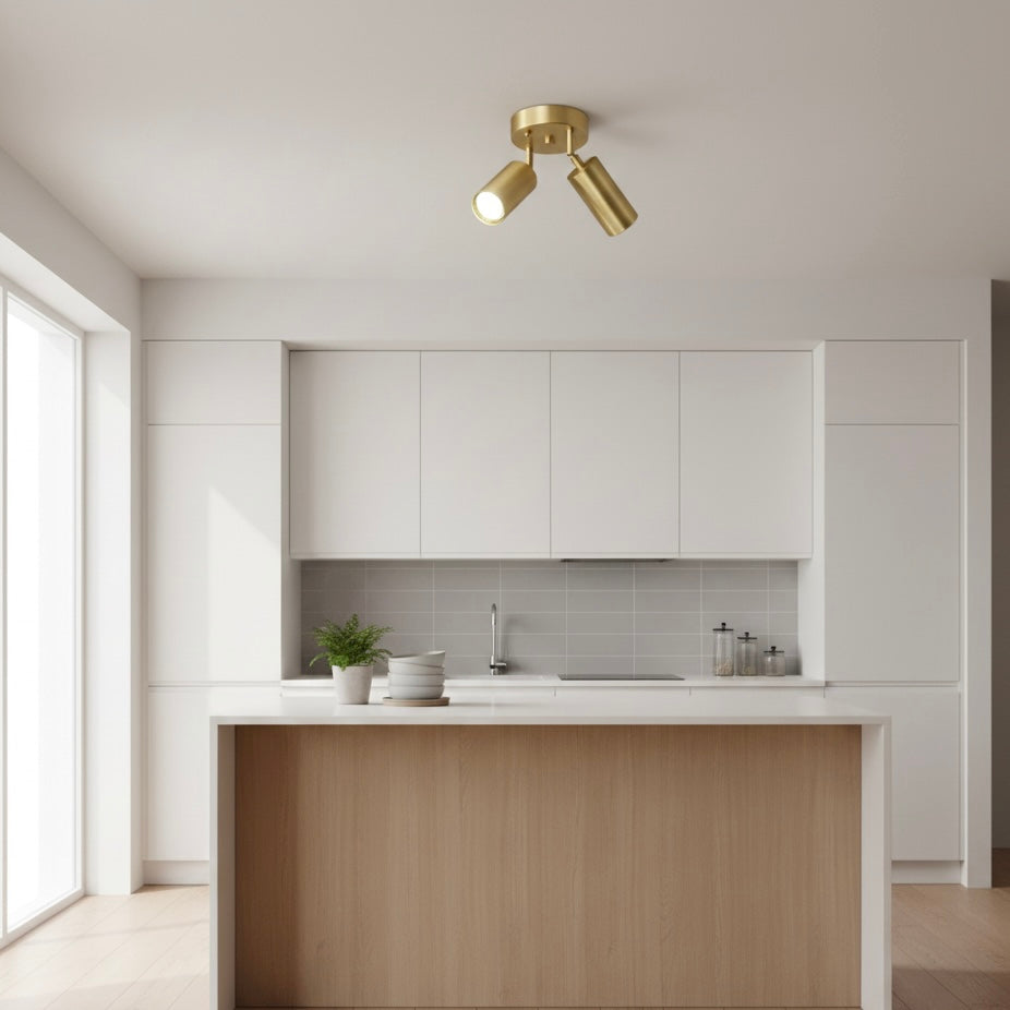 Brass-Finished Surface-Mounted Ceiling Spotlight with Marigold Design