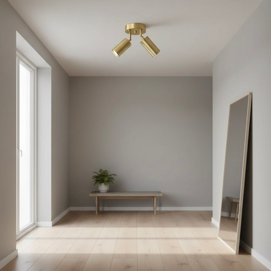 Brass-Finished Surface-Mounted Ceiling Spotlight with Marigold Design