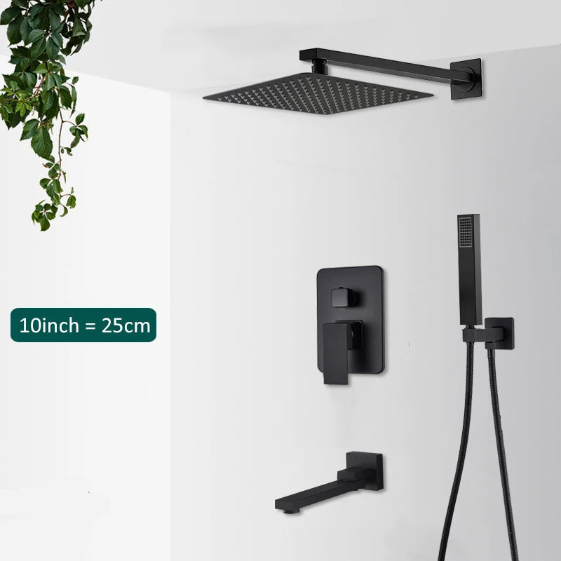 Concealed Shower System with Rainfall and Waterfall Features