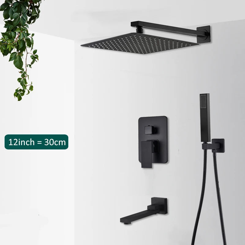 Concealed Shower System with Rainfall and Waterfall Features