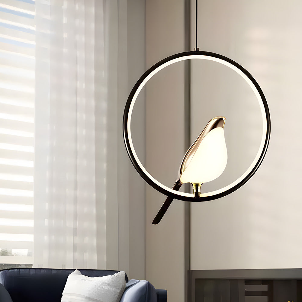 Sleek Black Circle Pendant Light Inspired by Nature