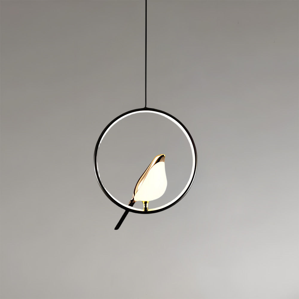 Sleek Black Circle Pendant Light Inspired by Nature