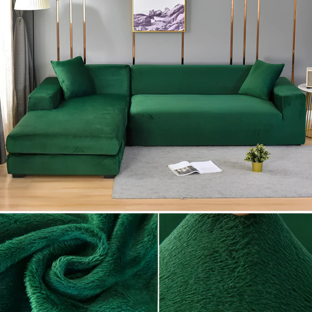 Velvet Corner Sofa Slipcover for Chaise Lounge & Furniture Shielding
