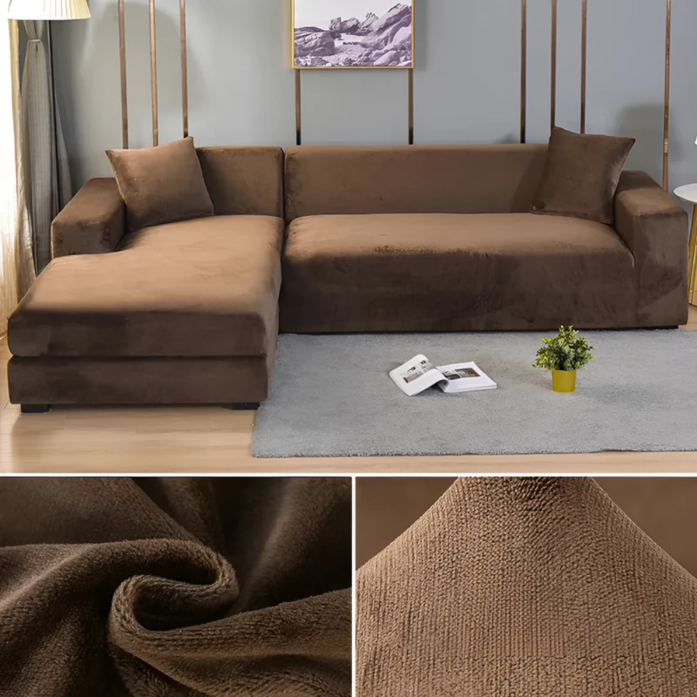 Velvet Corner Sofa Slipcover for Chaise Lounge & Furniture Shielding