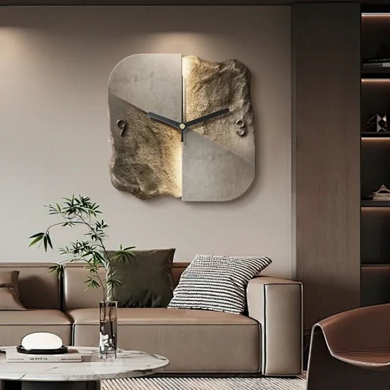 Elegant 20-Inch Sandstone-Inspired Wall Clock with Silent Mechanism