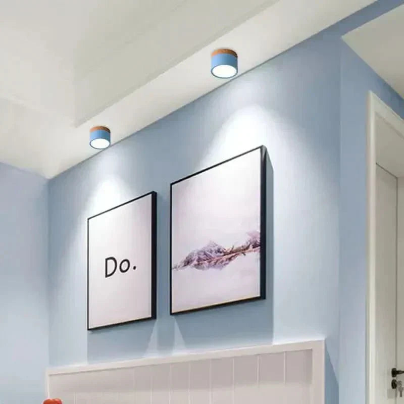 TimberGlow Adjustable LED Ceiling Fixture with Natural Finish