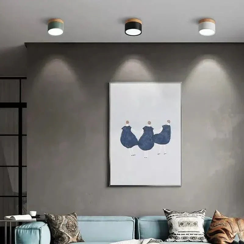 TimberGlow Adjustable LED Ceiling Fixture with Natural Finish