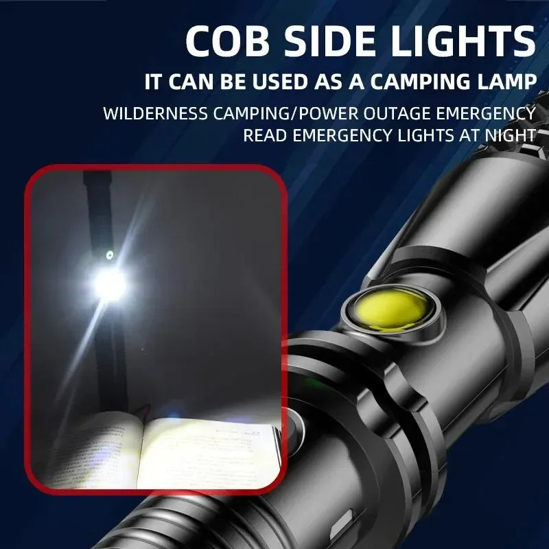 Rechargeable Multi-Functional LED Torch – Bright Light for Safety and Defense