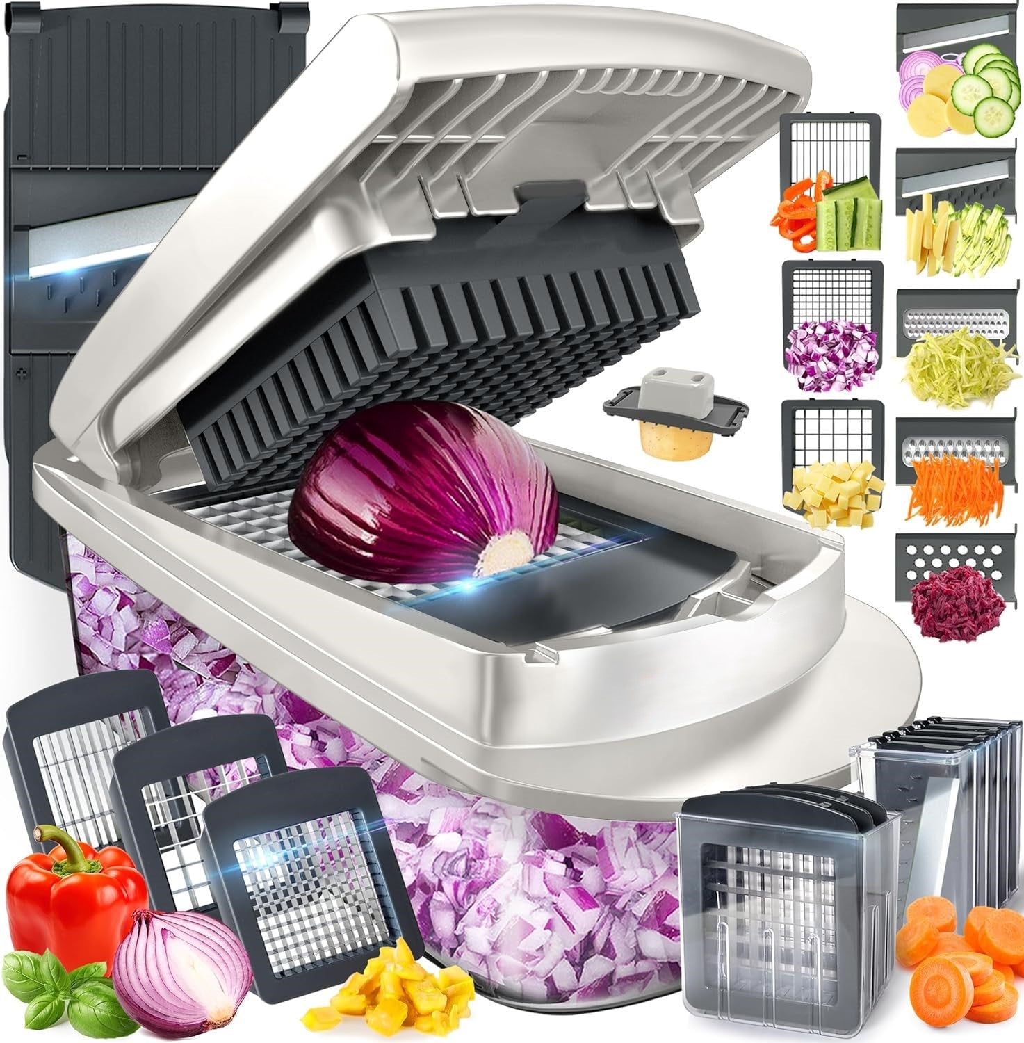 10-in-1 Vegetable Slicing Tool with 8 Blades for Fast Meal Preparation