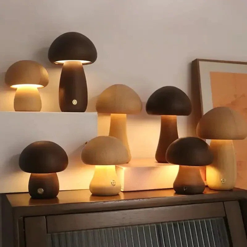 Whimsical Wood Touch Lamp – Adjustable Glow Night Light