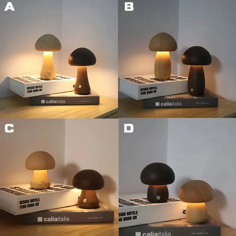 Whimsical Wood Touch Lamp – Adjustable Glow Night Light