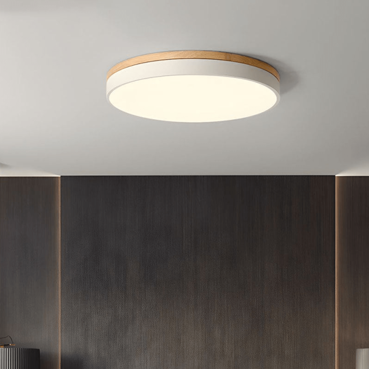 NatureGlow LED Ceiling Light with Elegant Wood Finish