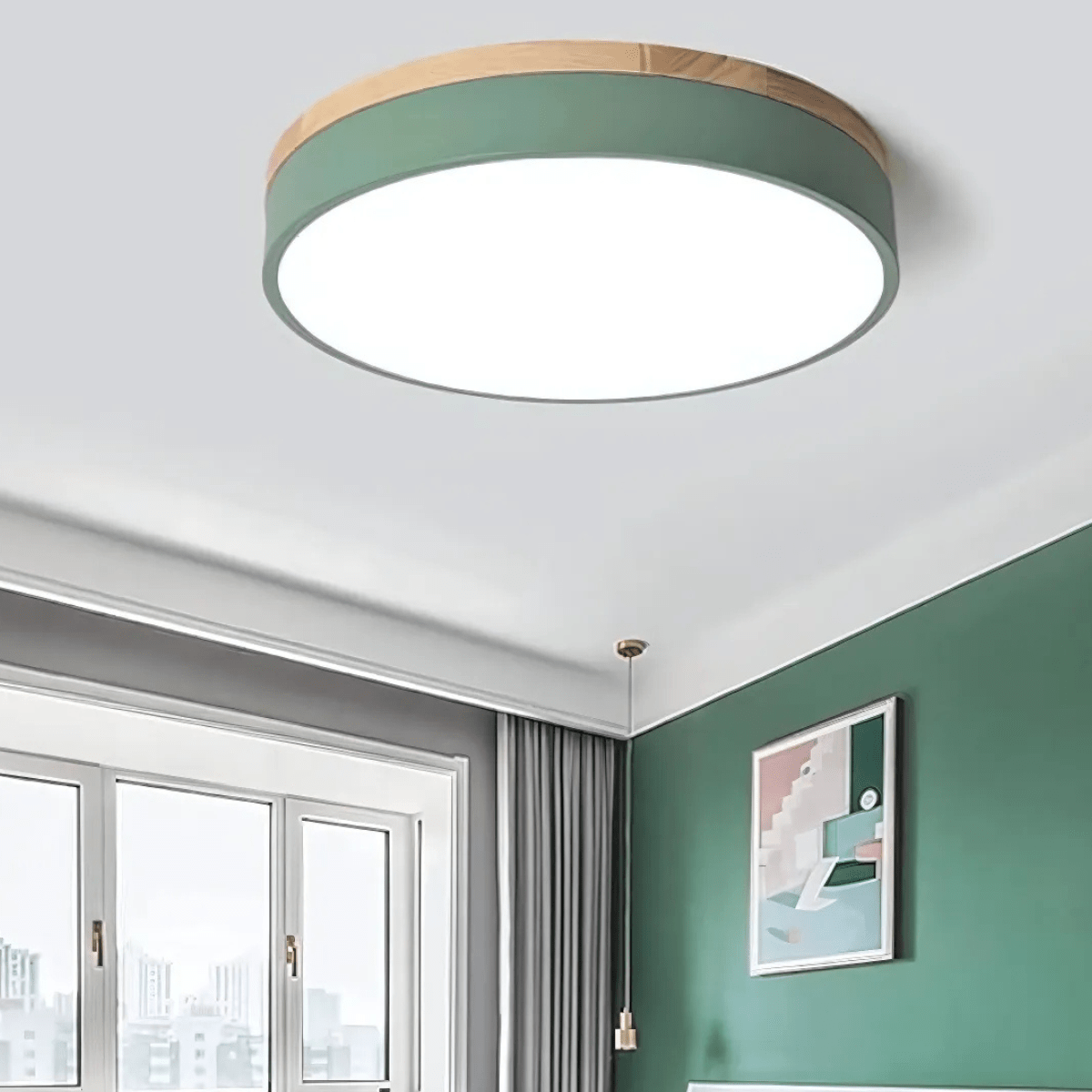 NatureGlow LED Ceiling Light with Elegant Wood Finish