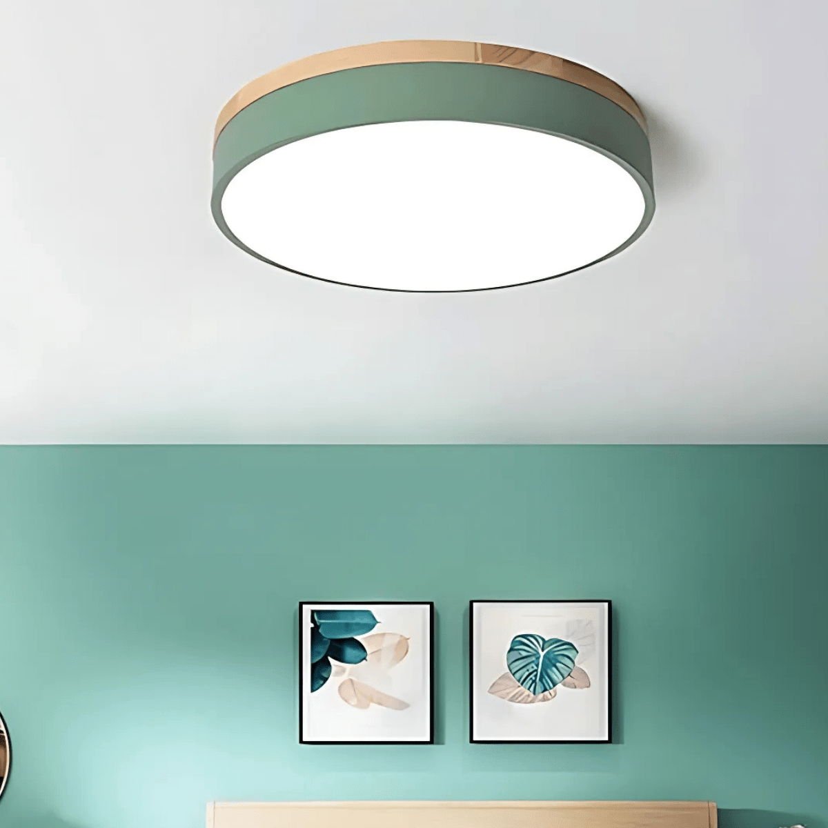 NatureGlow LED Ceiling Light with Elegant Wood Finish