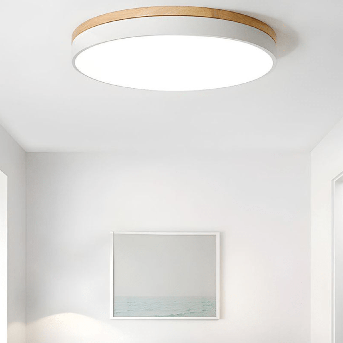 NatureGlow LED Ceiling Light with Elegant Wood Finish