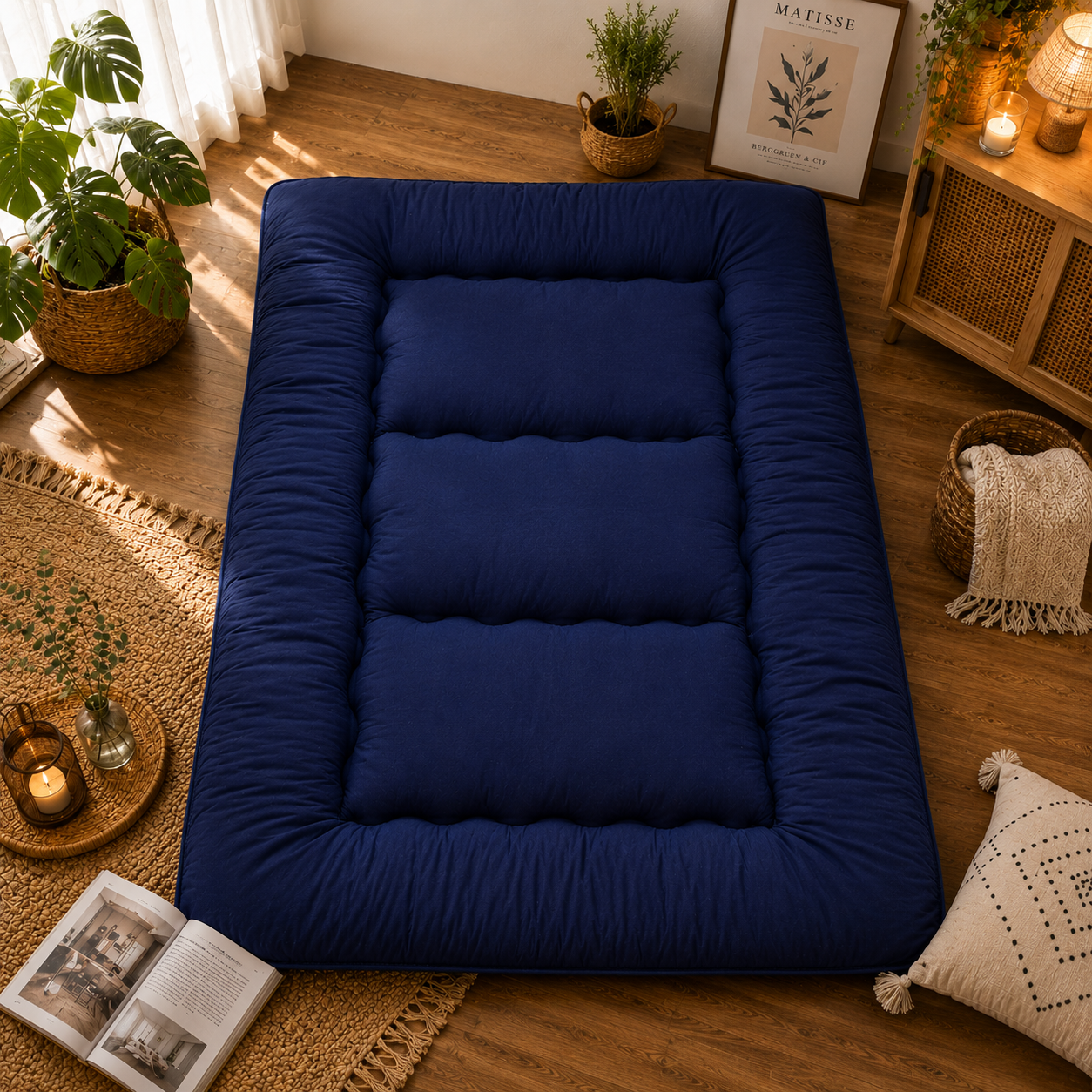 Foldable Tatami Mattress Pad, 4-Inch Thick Floor Bed for Adults & Kids