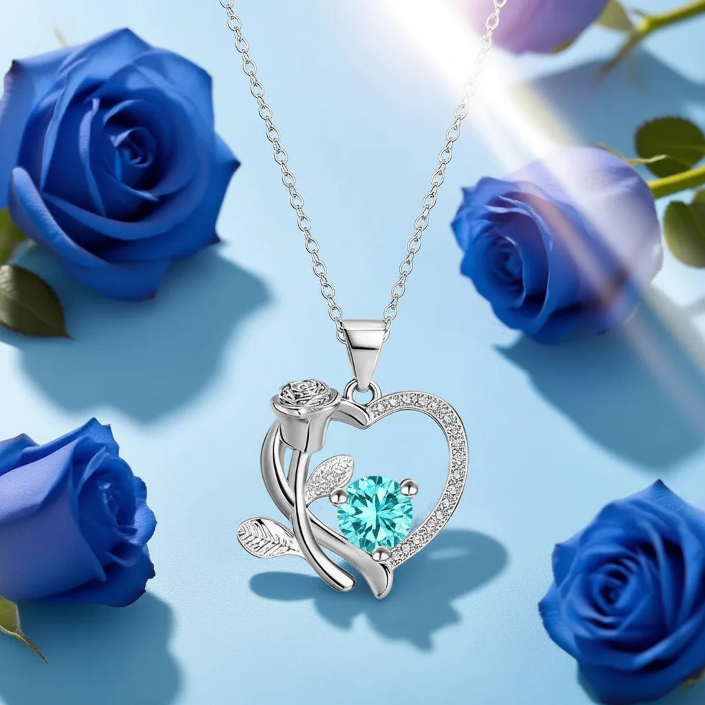 Charming Heart Pendant Necklace with Zircon and Gift Box