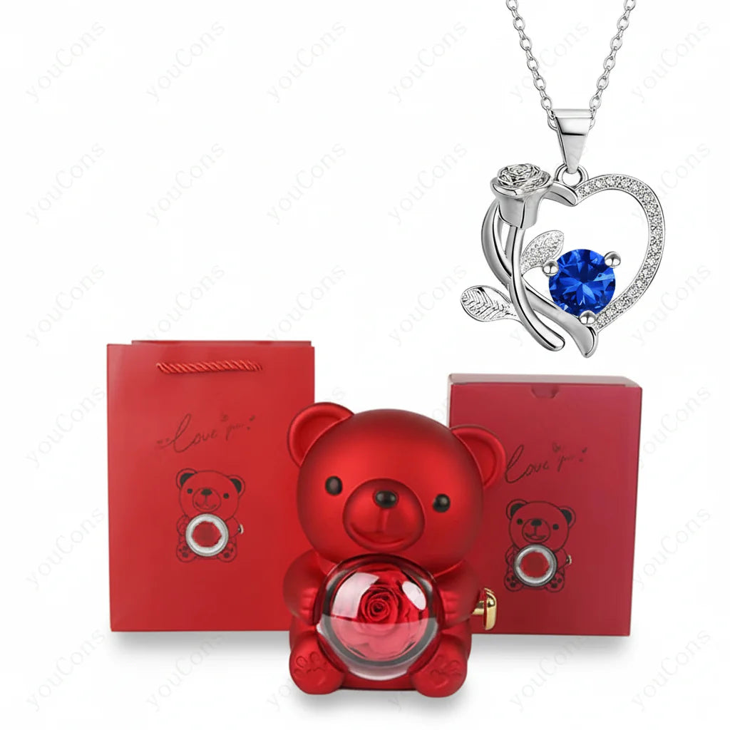 Charming Heart Pendant Necklace with Zircon and Gift Box