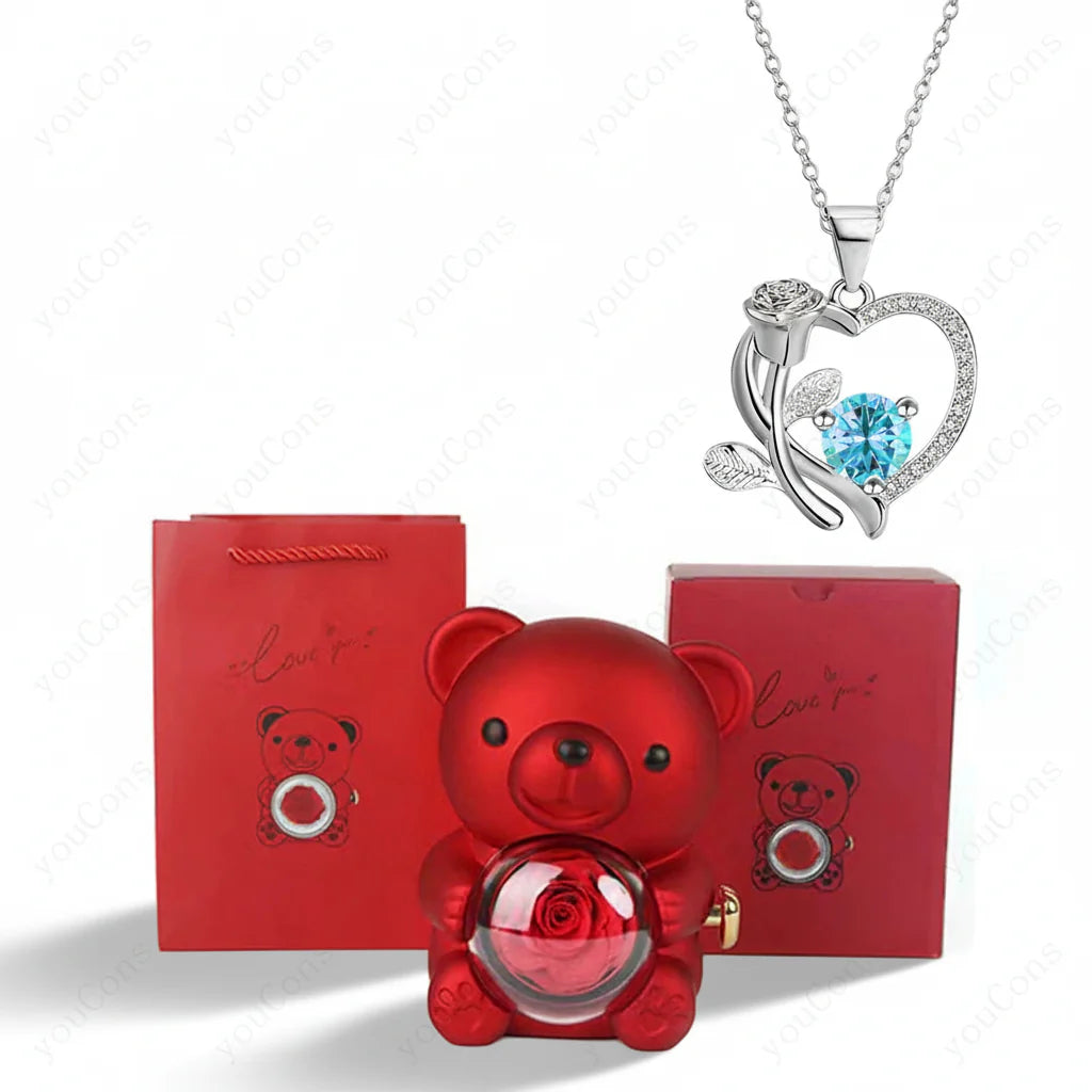 Charming Heart Pendant Necklace with Zircon and Gift Box