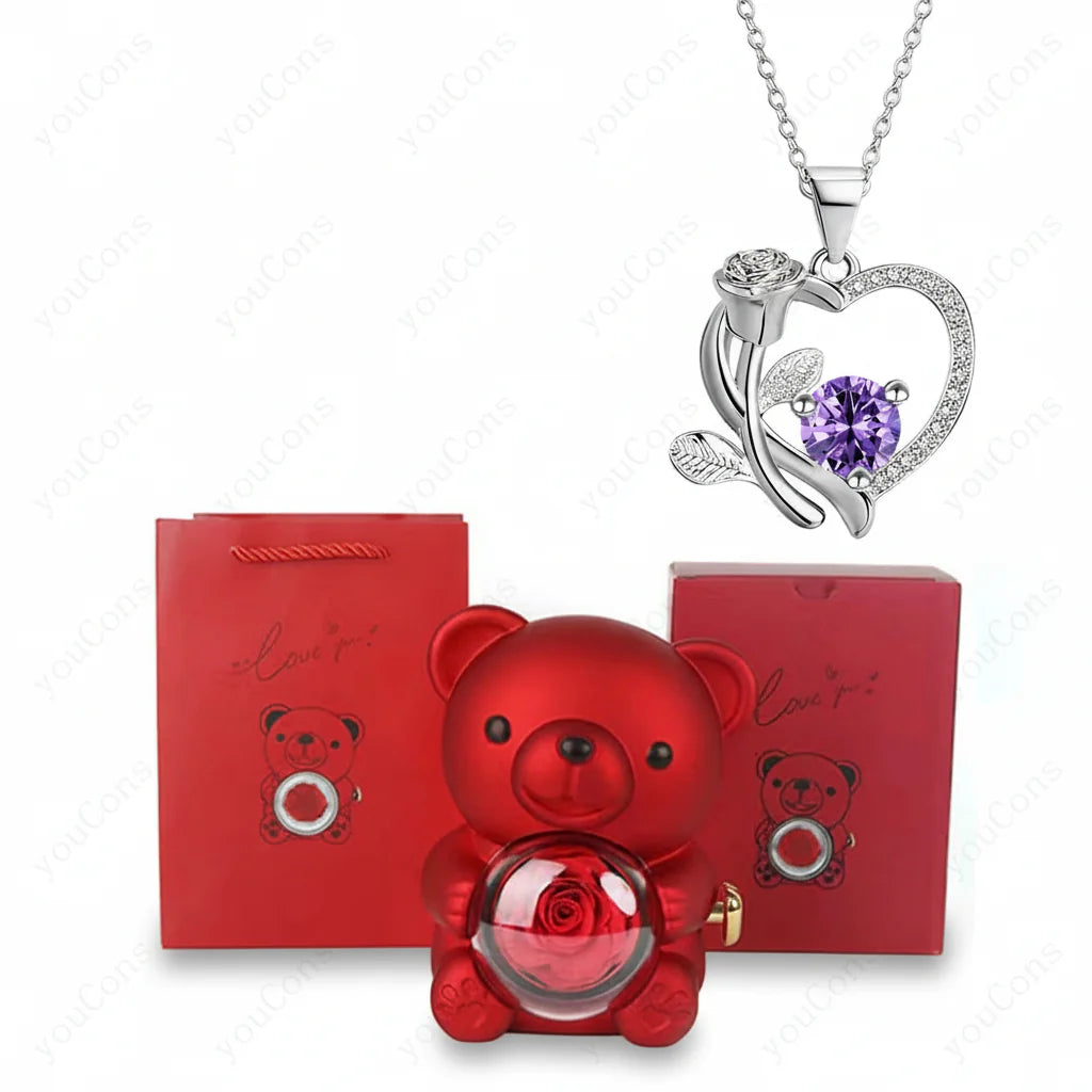 Charming Heart Pendant Necklace with Zircon and Gift Box