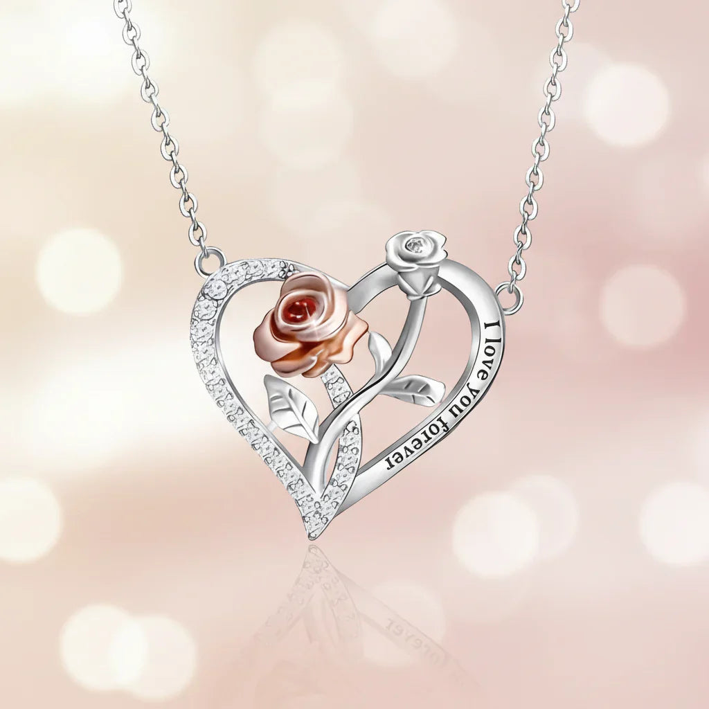Romantic Rose-Inspired Heart Necklace for Cherished Moments