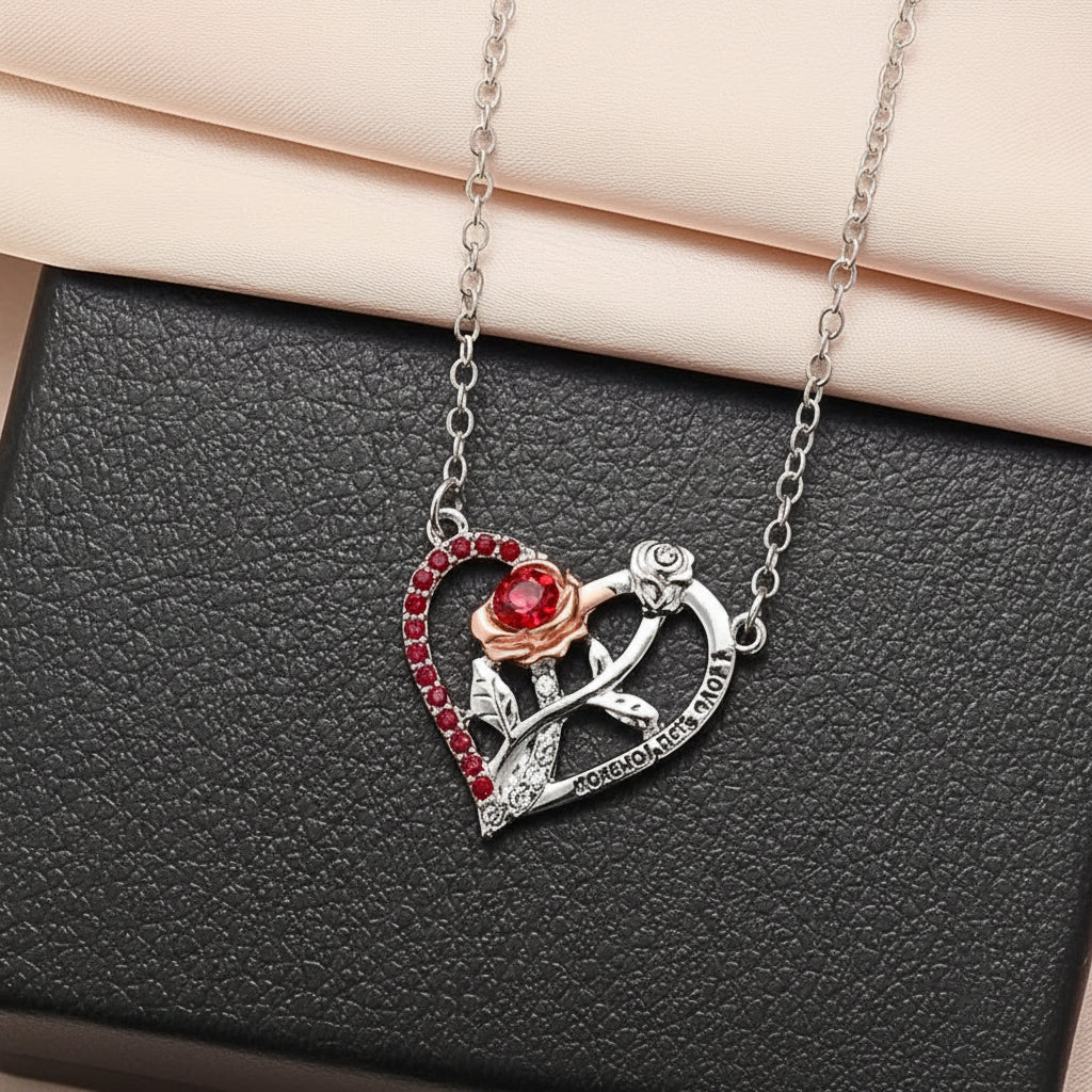 Romantic Rose-Inspired Heart Necklace for Cherished Moments