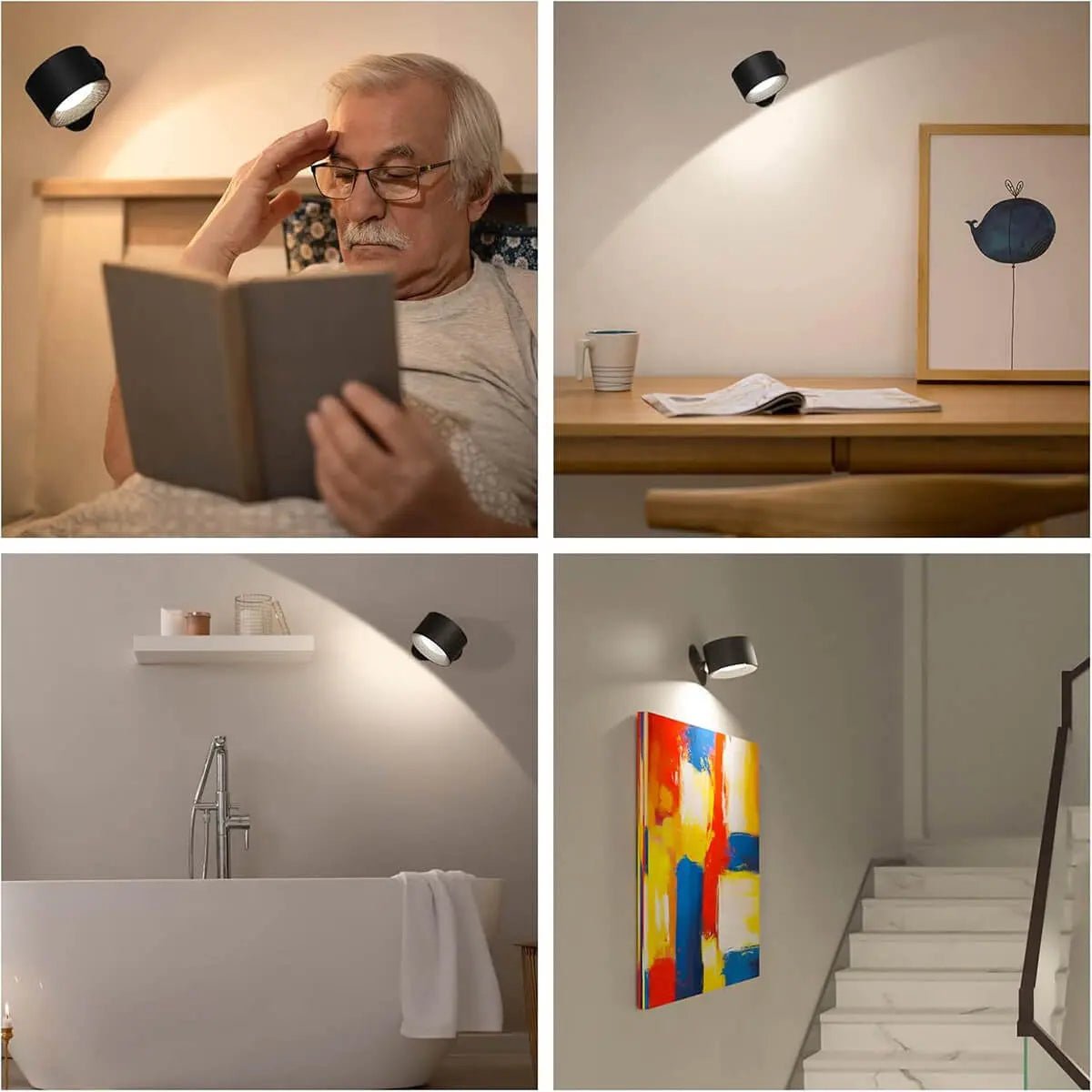 Swivel-Head Rechargeable LED Wall Lamp