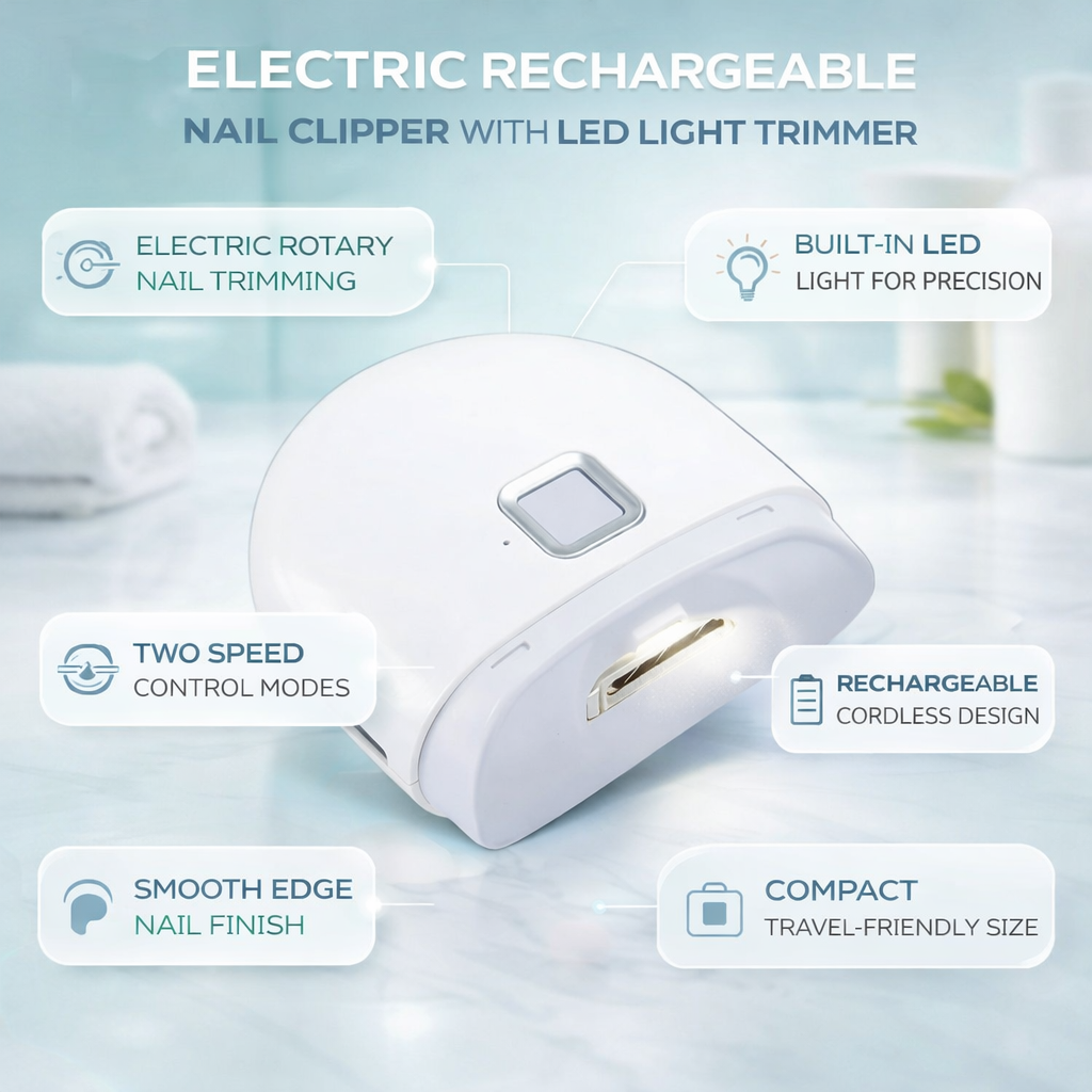 Portable Rechargeable Nail Trimmer with Bright LED Light