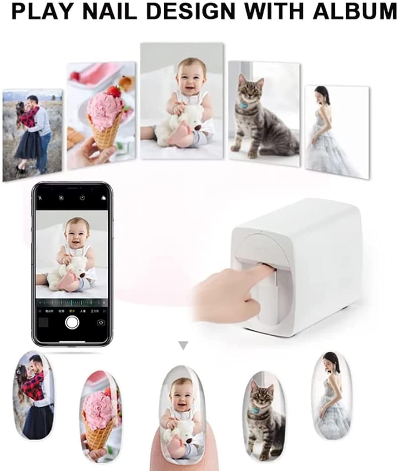 3D Nail Printer Machine with AI for Custom Designs in 40 Seconds