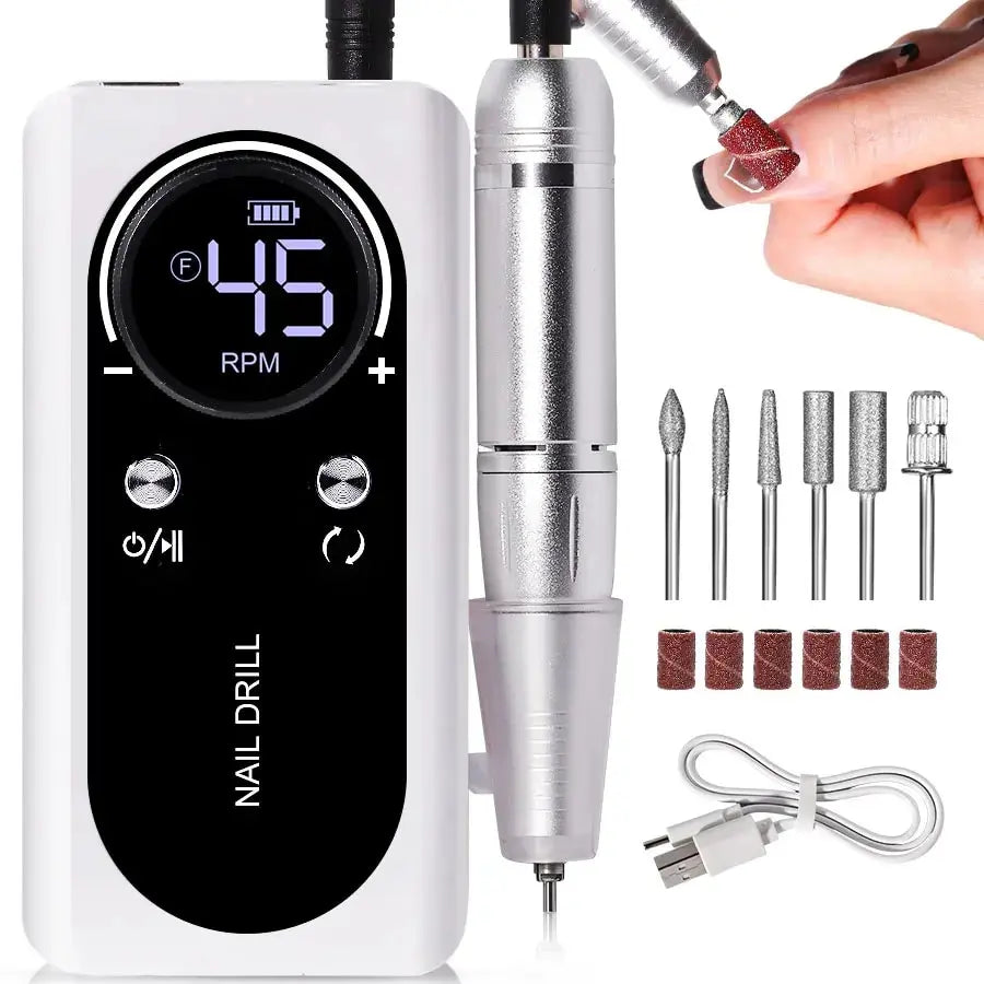 Electric Nail File with 45000RPM – Rechargeable, Quiet Manicure Tool