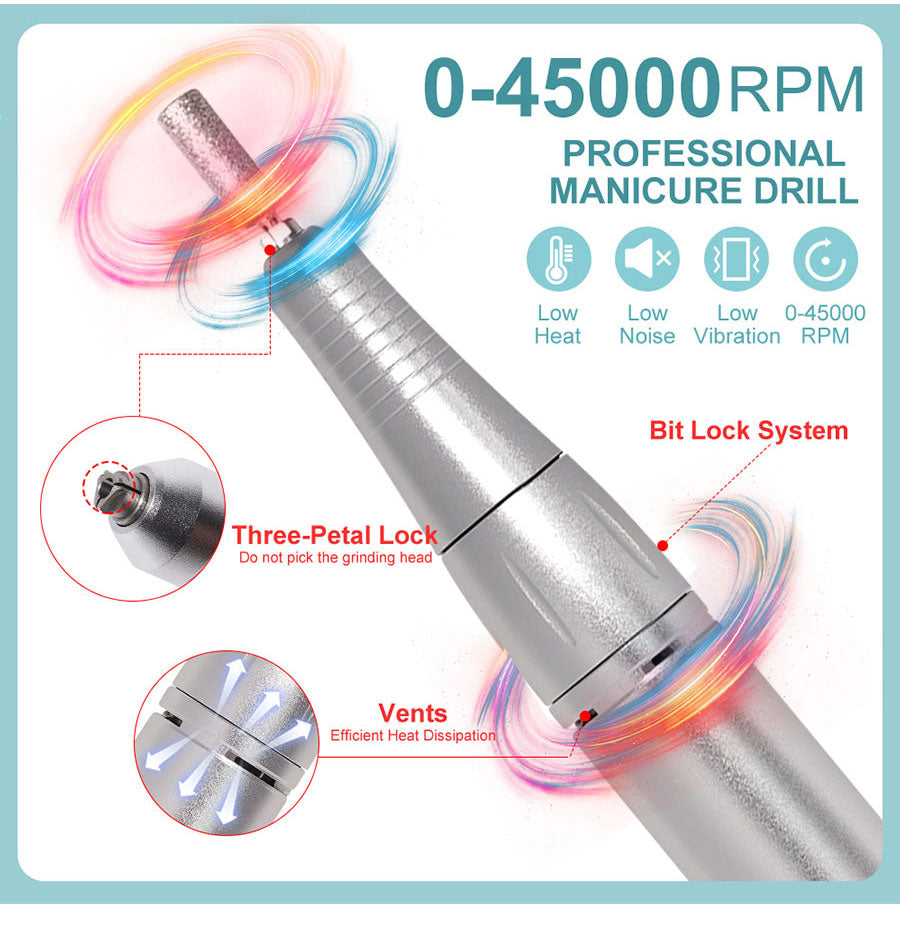 Electric Nail File with 45000RPM – Rechargeable, Quiet Manicure Tool