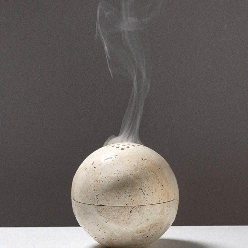 Natural Stone Incense Holder with 9 Holes - 10.5 cm Diameter