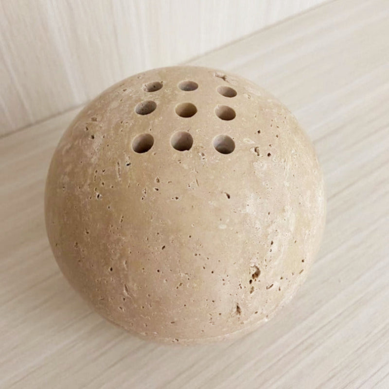 Natural Stone Incense Holder with 9 Holes - 10.5 cm Diameter