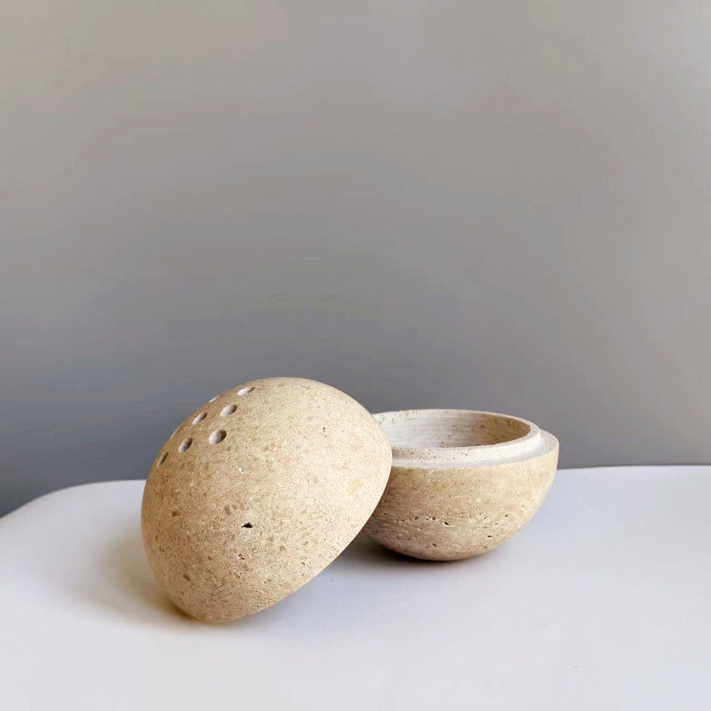 Natural Stone Incense Holder with 9 Holes - 10.5 cm Diameter
