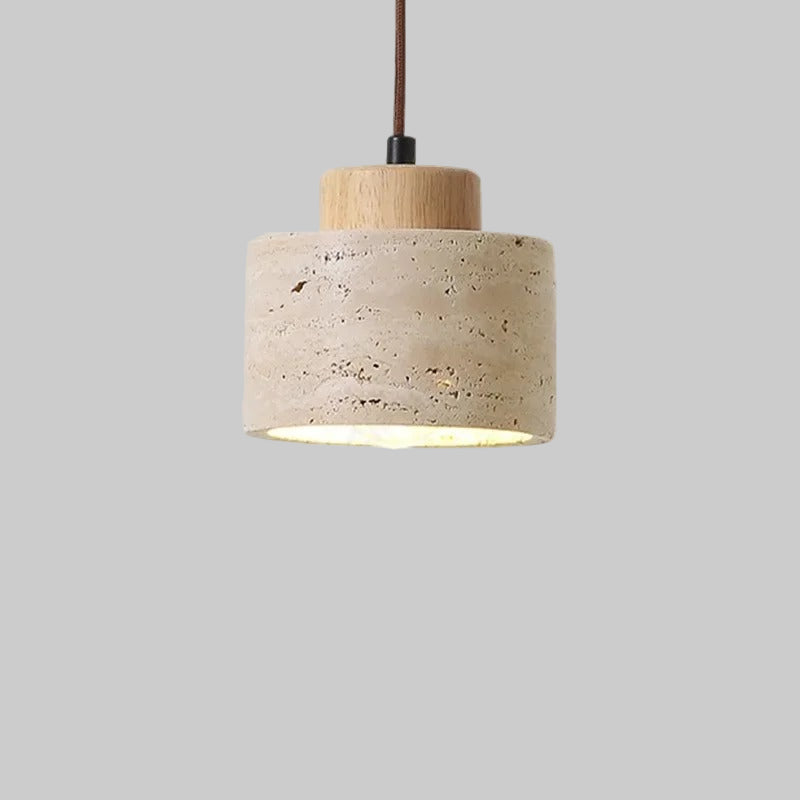 Nordic Minimalist Pendant Light made of Natural Travertine Stone - Indoor Use, Corded