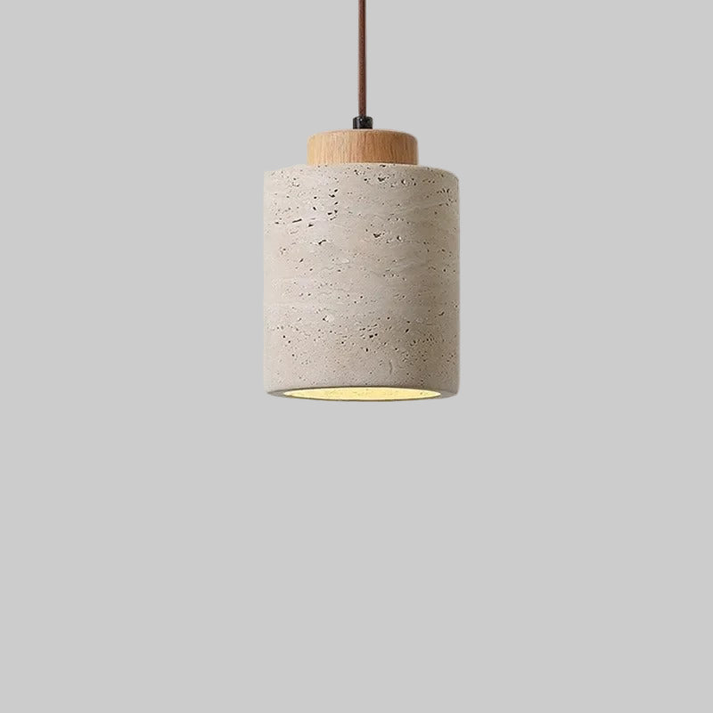 Nordic Minimalist Pendant Light made of Natural Travertine Stone - Indoor Use, Corded