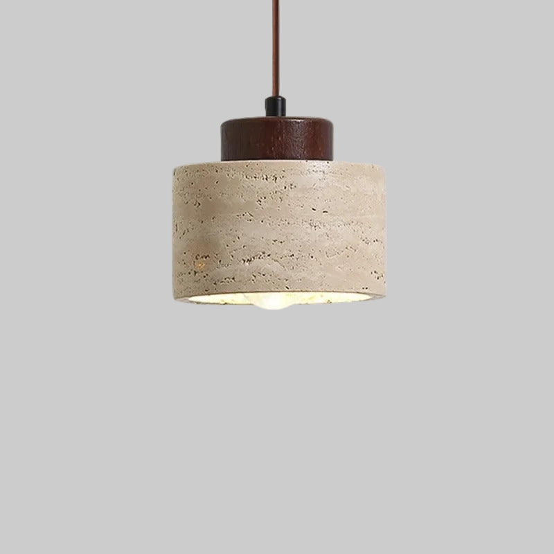 Nordic Minimalist Pendant Light made of Natural Travertine Stone - Indoor Use, Corded