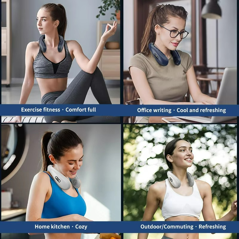 Portable Wearable Cooling Neck Fan with 360° Airflow - USB-C Rechargeable