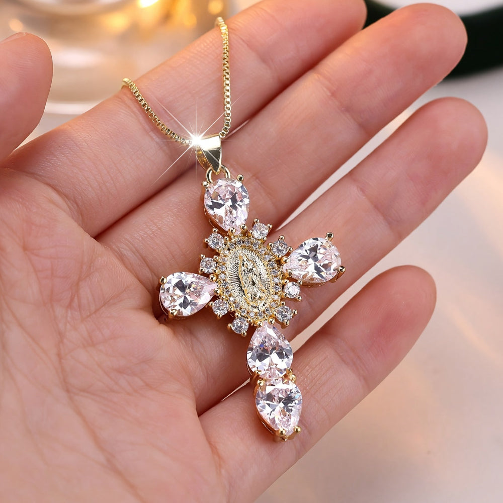Radiant Faith Pendant Necklace with Sparkling Stones