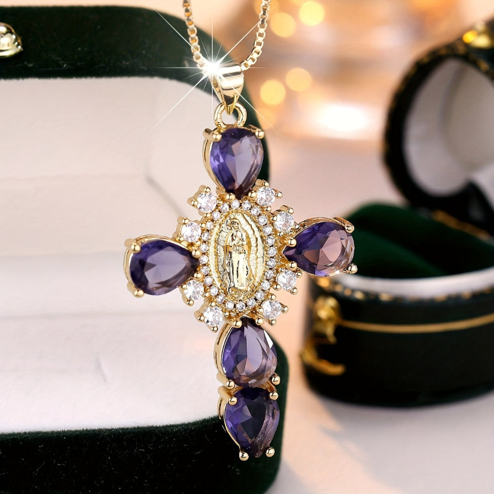 Radiant Faith Pendant Necklace with Sparkling Stones