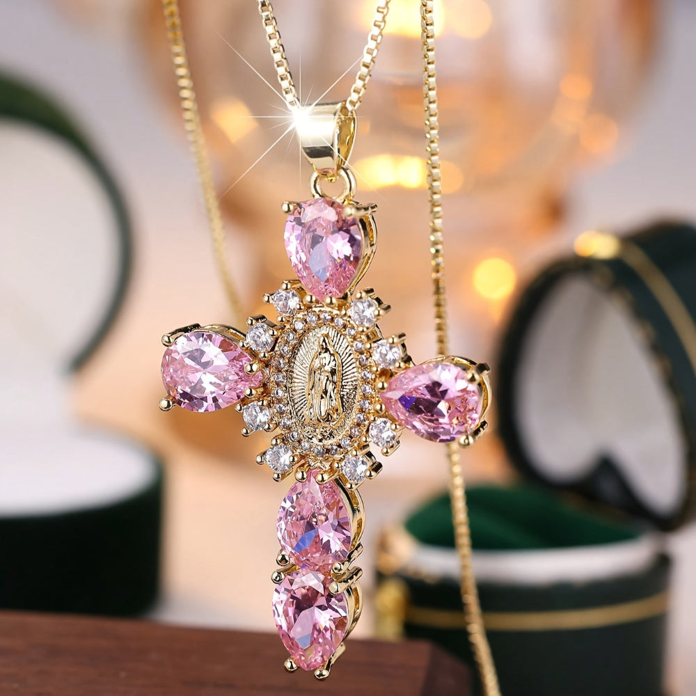 Radiant Faith Pendant Necklace with Sparkling Zircon Stone