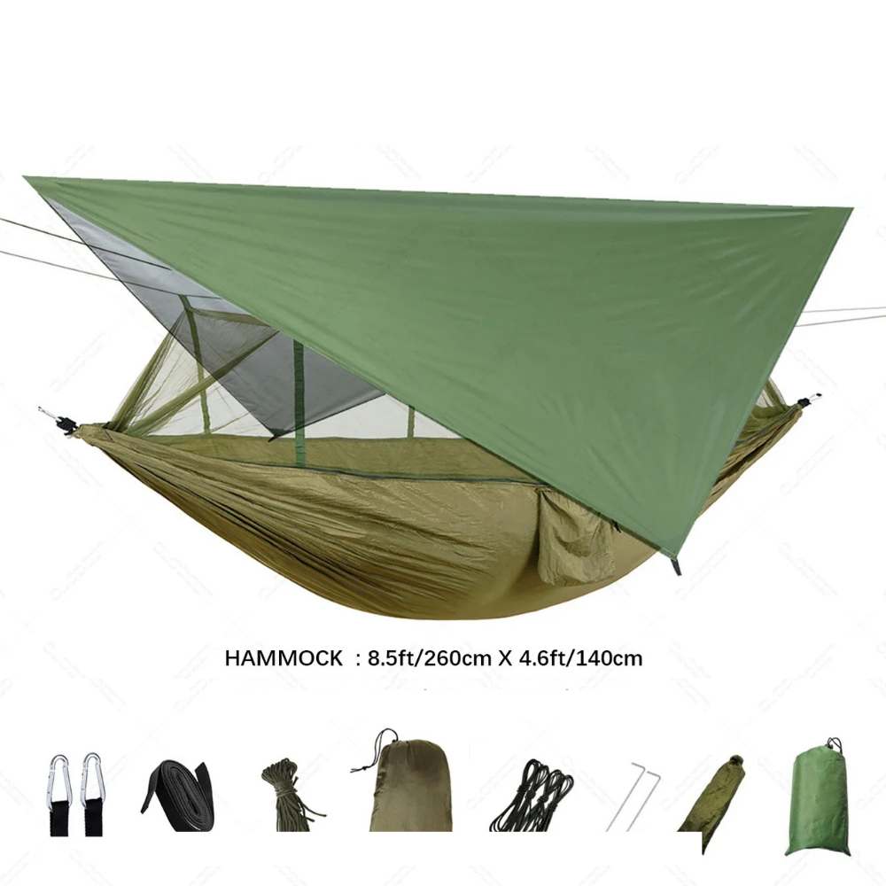 Ultralight Outdoor Hammock with Mosquito Net and Tarp for Camping