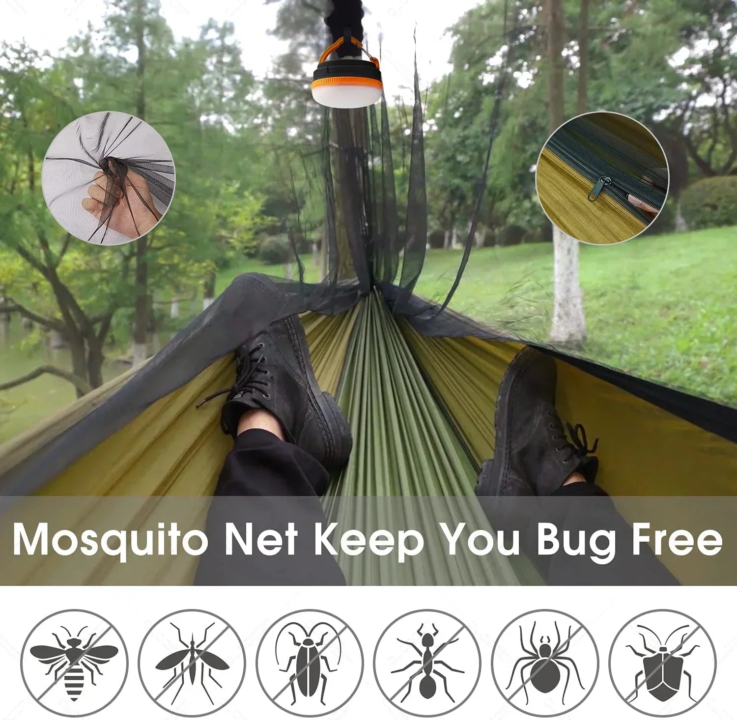 Ultralight Outdoor Hammock with Mosquito Net and Tarp for Camping