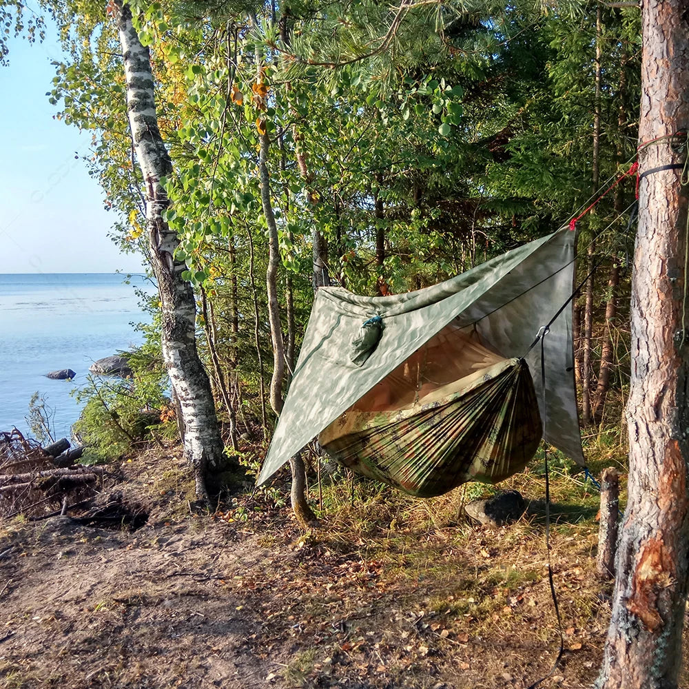Ultralight Outdoor Hammock with Mosquito Net and Tarp for Camping