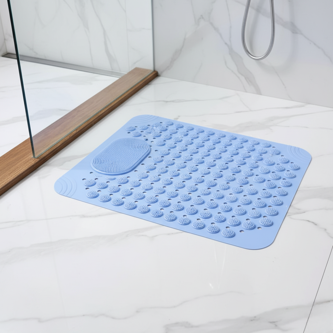 Comfort Grip Bath Mat with Suction Cups and Massage Feature