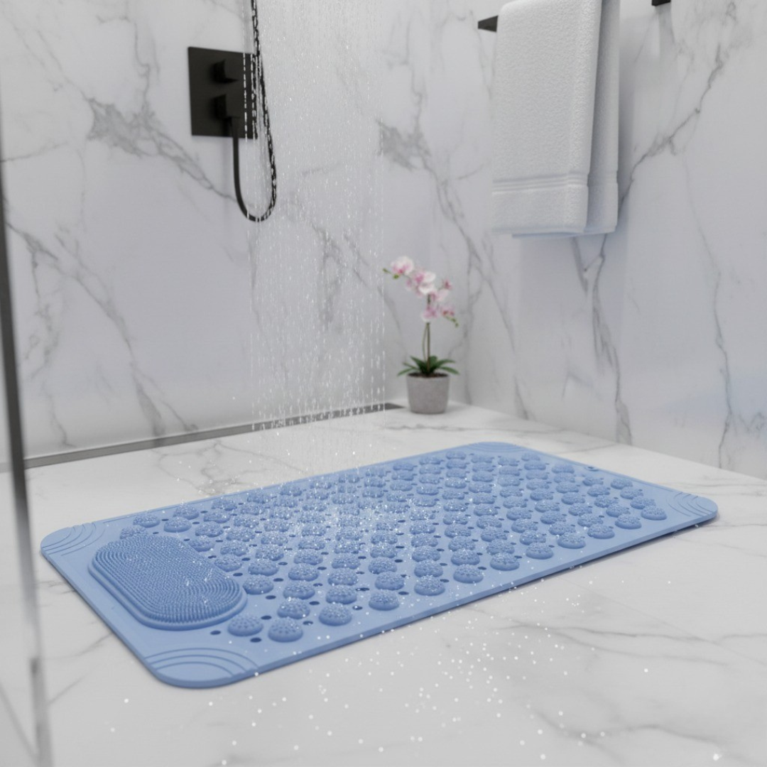 Comfort Grip Bath Mat with Suction Cups and Massage Feature