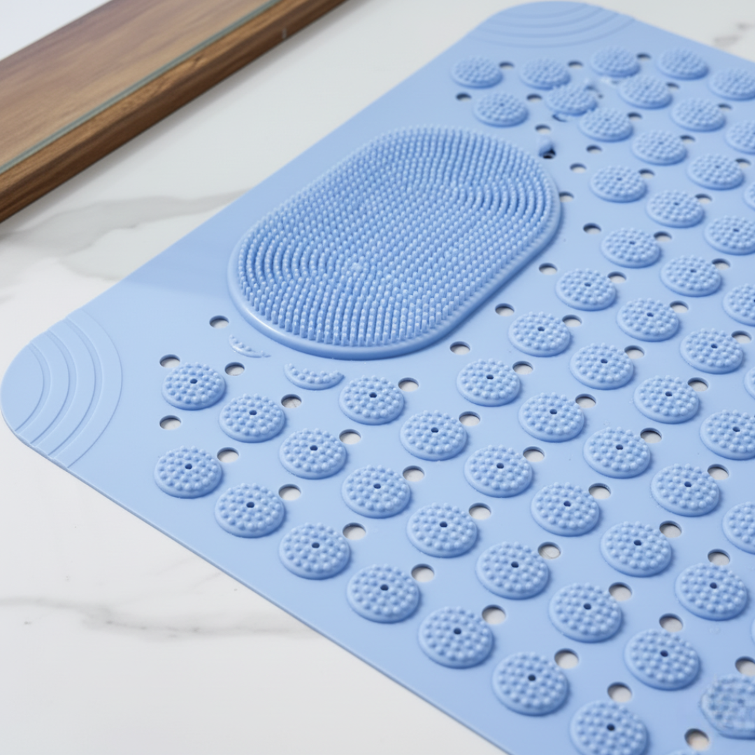 Comfort Grip Bath Mat with Suction Cups and Massage Feature