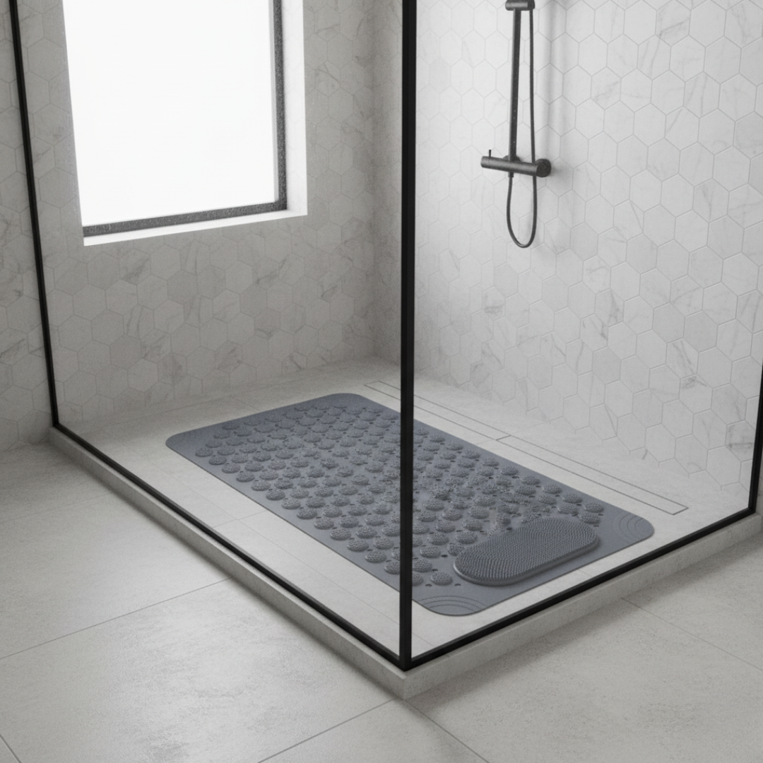 Comfort Grip Bath Mat with Suction Cups and Massage Feature